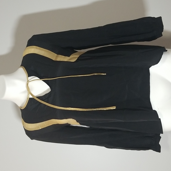 Amanda Uprichard Black and Gold Peplum long sleeve blouse - Picture 1 of 6
